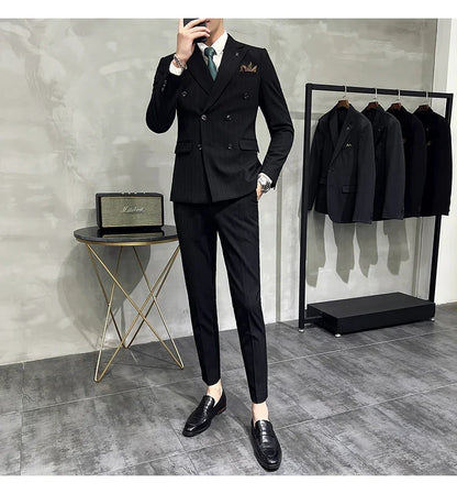 Men's Classic Striped 3-Piece Suit for Wedding, Business & Formal Occasions