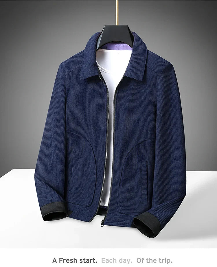 Men's High-Quality Corduroy Jacket Plus Size Lapel Thick Autumn Winter Warm Casual Gown for Older Generations
