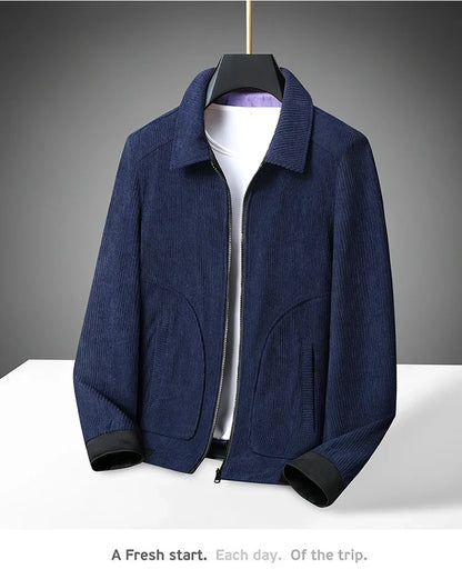 Men's High-Quality Corduroy Jacket Plus Size Lapel Thick Autumn Winter Warm Casual Gown for Older Generations