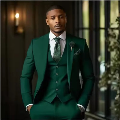 Men's Italian Tailcoat 3-Piece Suit – Wedding & Prom Tuxedo Set (Jacket + Pants + Vest)