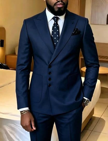 Slim Fit Men's Suits Single Breasted 2 Piece Jacket Pants Sets Wedding Formal Business Dinner Tuxedo High Quality Male Clothing