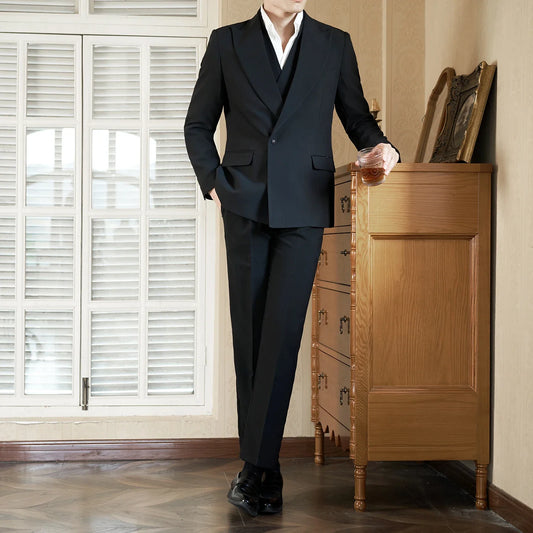 British Style Wedding Groom Suit Men 2 Piece Set (jacket+pant) Casual Business Office Work Party Formal Suits Men Clothing 2025