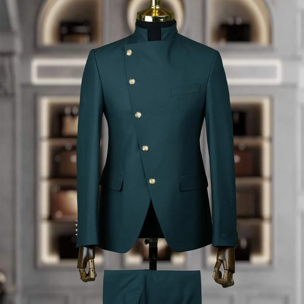 Costume Homme Cintrée 2 Pièces Uni pour Marié, Ensemble Blazer et Pantalon, Formel et Élégant, pour Fête, Bal de Fin d'Année, Banquet (Veste + Pantalon)