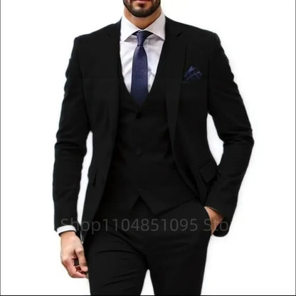 Elegant Brown 3 Piece Men's Wedding Suit with Jacket Pants Vest - Single Breasted Notch Lapel Business Blazer Male Clothing