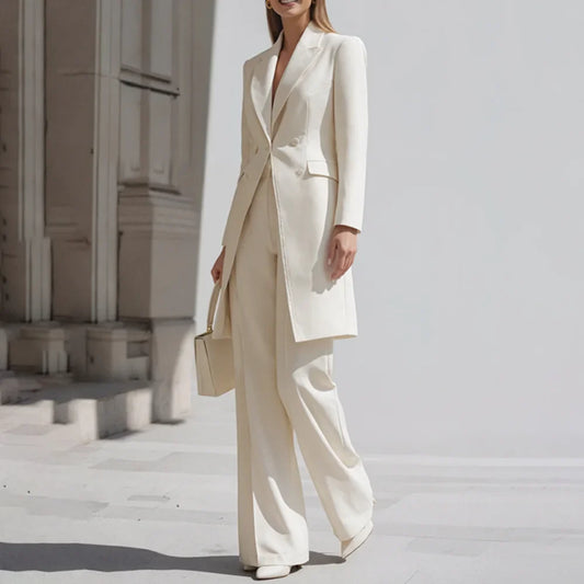 Luxury Women Pants Sets 2 Piece Chic Peak Lapel Double Breasted Outfit Fashion Elegant Daily Casual Party Office Lady Suits