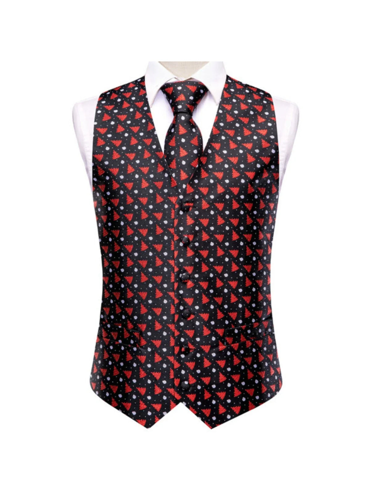 Men's Vest 3-Piece Set Christmas Print for Holiday Parties