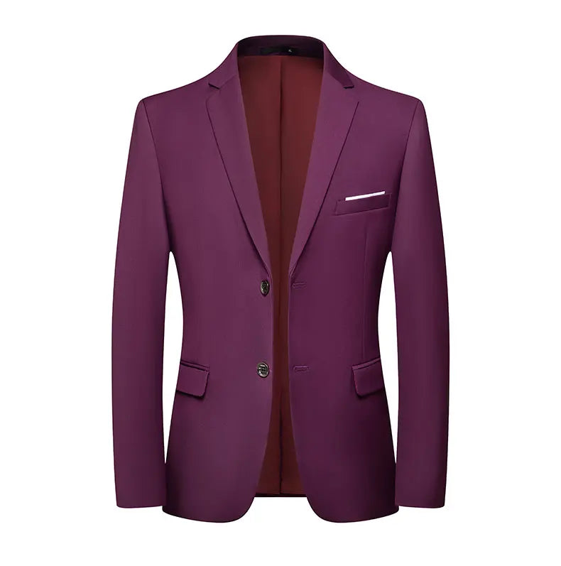 Blazer Fashion Men Business Casual Solid Color British Style Wedding Gentleman Slim Professional Formal Suit Blazer