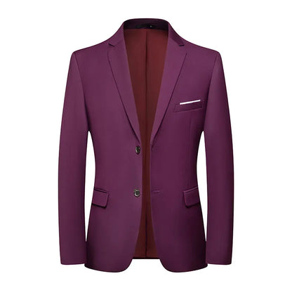 Blazer Fashion Men Business Casual Solid Color British Style Wedding Gentleman Slim Professional Formal Suit Blazer