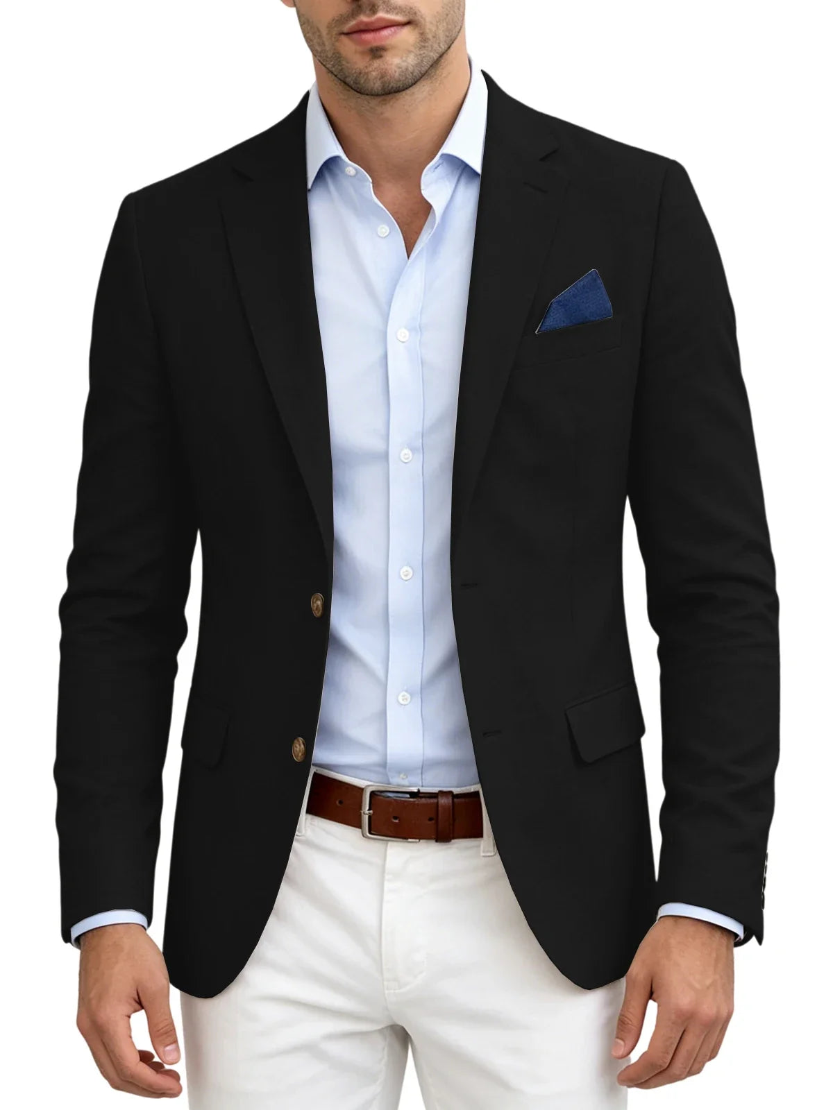 Men's Linen Blend Blazer Notched Lapel Two Button Breathable Suit Jacket For Business Casual Wedding Daily Wear