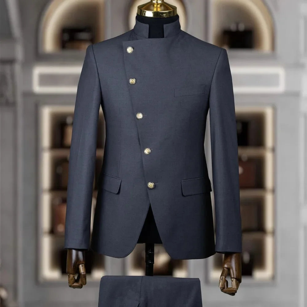 Costume Homme Cintrée 2 Pièces Uni pour Marié, Ensemble Blazer et Pantalon, Formel et Élégant, pour Fête, Bal de Fin d'Année, Banquet (Veste + Pantalon)