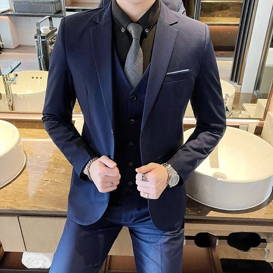 Men's Slim Fit Wedding Suit – 2 or 3 Piece Formal Set in Solid Colors