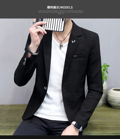 Blazer: Outdoor Fashion, Business-style, Gentleman's Wedding Host, Campus Casual, Relaxed, Korean-style, Youthful Men's Blazer