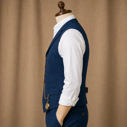 Men's Herringbone Vest Single Breasted Formal Waistcoat for Wedding & Business