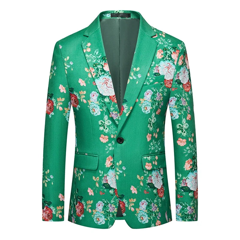 Men's Jacquard Blazer Slim Fit Single Breasted Smart Casual & Formal Wedding Jacket