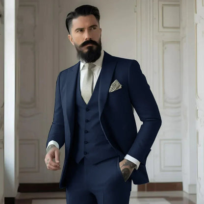 Men's Full 3 piece Single-breasted Elegant Fashion Slim Design Comfortable Commuter Wedding Dress Custom Man Suit for Men