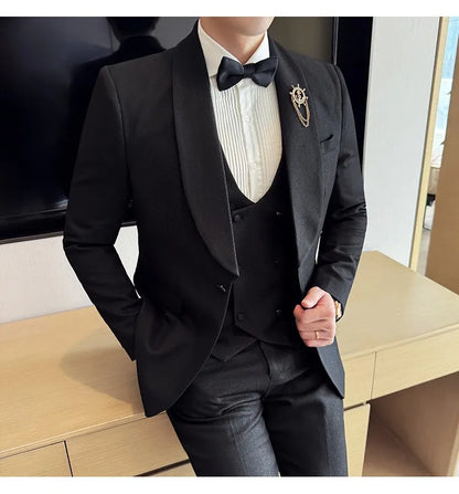 Men's Slim Fit 3-Piece Suit for Weddings, Parties & Formal Occasions – White, Red, Black