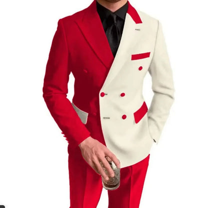 Costumes élégants de mariage/affaires, 2 pièces, coupe ajustée, blazer croisé, costumes de garçons d'honneur, tenues formelles pour hommes (veste + pantalon)