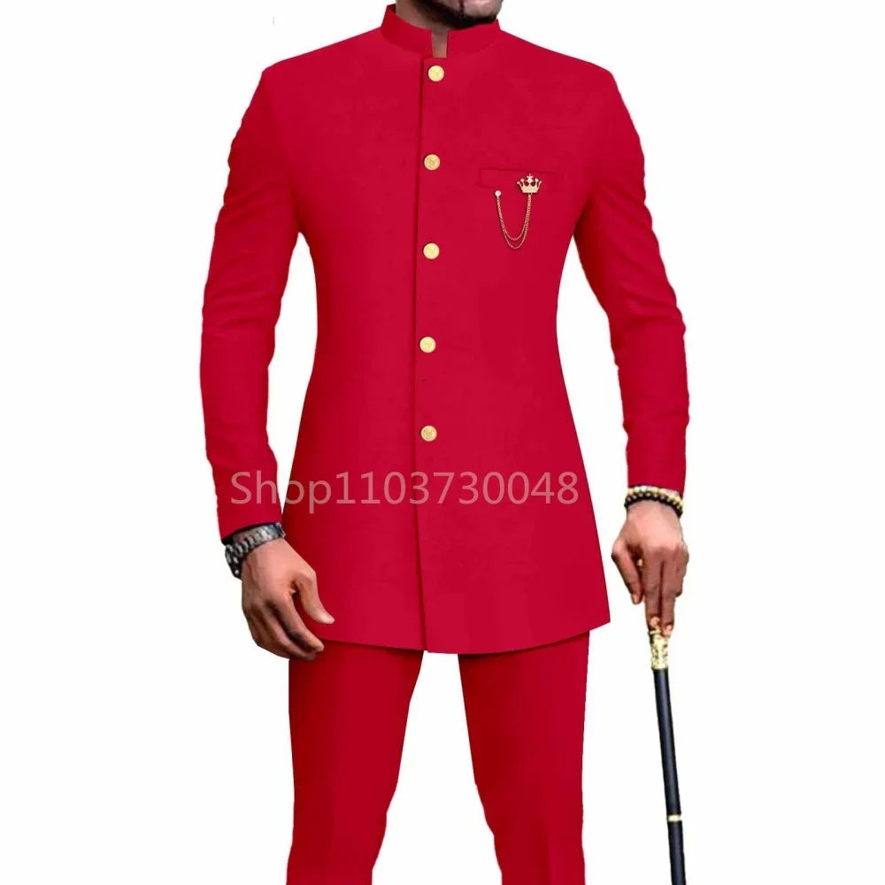 New Style Suits for Men 2 Pieces Business Blazer and Pants Set Elegant Slim Fit Men's Suit for Wedding Prom Groomsmen Outfits