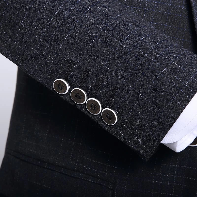 British Style 3-Piece Suit Set - High-Quality Men's Fashion Wedding Banquet European American Look with Jacket Vest Trousers