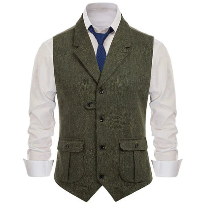 Men's Formal Vest Single Breasted Lapel Waistcoat for Weddings & Business – Multi-Color