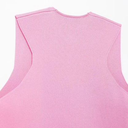 Women's Front Button Crop Knit Vest Sweater, V Neck, Sleeveless, Female Waistcoat, Chic Tops, Fashion