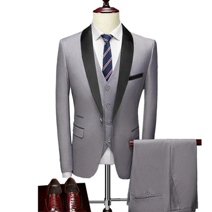 Ensemble costume homme 3 pièces : veste, gilet et pantalon / Affaires, marié, mariage, robe formelle, blazer, pantalon, gilet