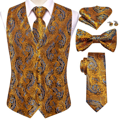 Men's Suit Vest Set – Broadcloth Waistcoat with Tie, Bowtie, Hanky & Cufflinks for Weddings & Office