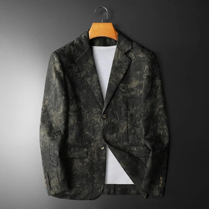 Spring Autumn Vintage Jacquard Suit Jacket Men High Quality Slim Fit Casual Social Blazers Business Office Wedding Party Coats