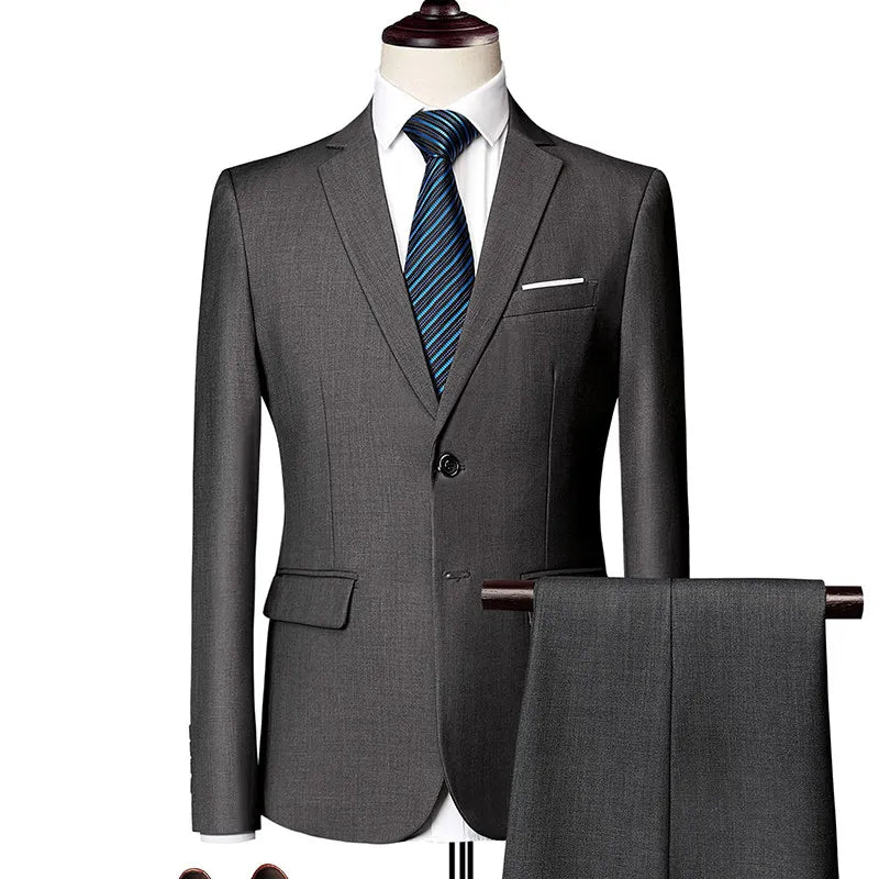 Men's 2 Piece Suit , Two Button Slim Fit Solid Jacket and Pants Set, Suits for Men Prom Party Wedding & Business