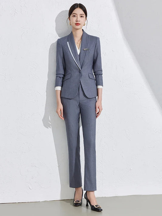 Fashionable Professional Women's Clothing, High Quality Two-Piece Pants + Blazer. Show Elegant Temperament. New 2025