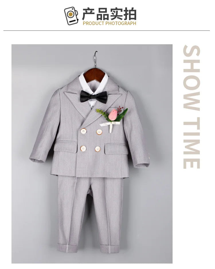 Baby Boys 1 Year Birthday Set Kids Wedding Suit Child Jacket Vest Pants Photograph Suit Children Wedding Performance Party Dress