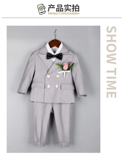 Baby Boys 1 Year Birthday Set Kids Wedding Suit Child Jacket Vest Pants Photograph Suit Children Wedding Performance Party Dress