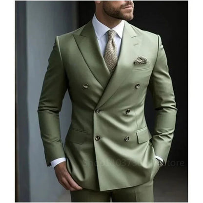 Men's Smart Casual Groom Tuxedos Slim Fit Blazer Set Formal Business Suit for Men 2 Piece Costume Homme Blazer and Pant