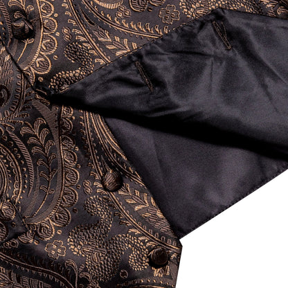 Men's V-Neck Vest Accessory Set Paisley Jacquard for Retro Banquet & Evening Reception