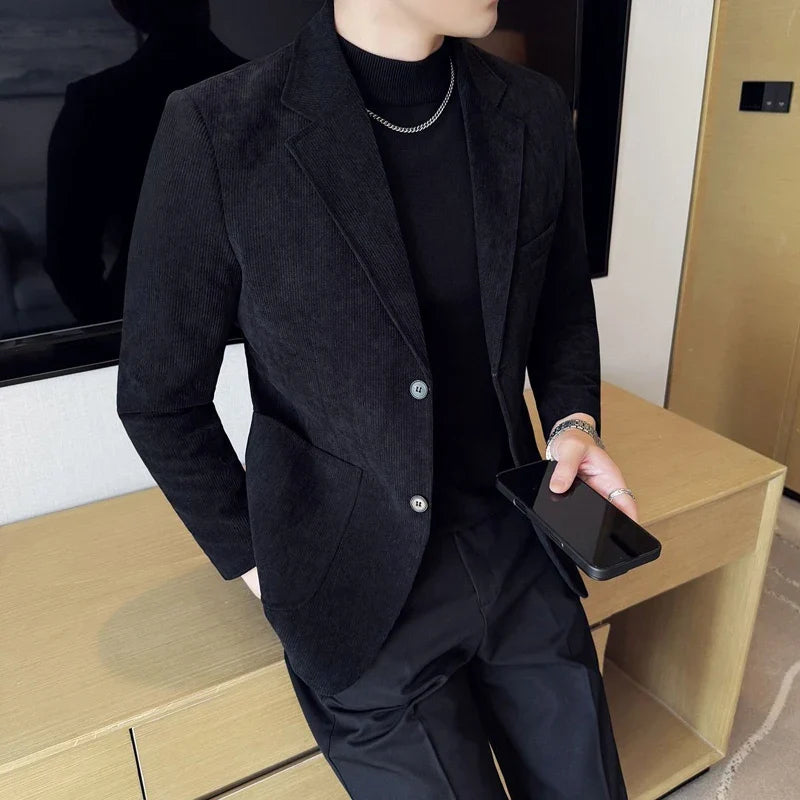 High-end Design, Fashionable, Cool and Trendy Business Casual Banquet New Corduroy Suit Banquet Fine Jacket