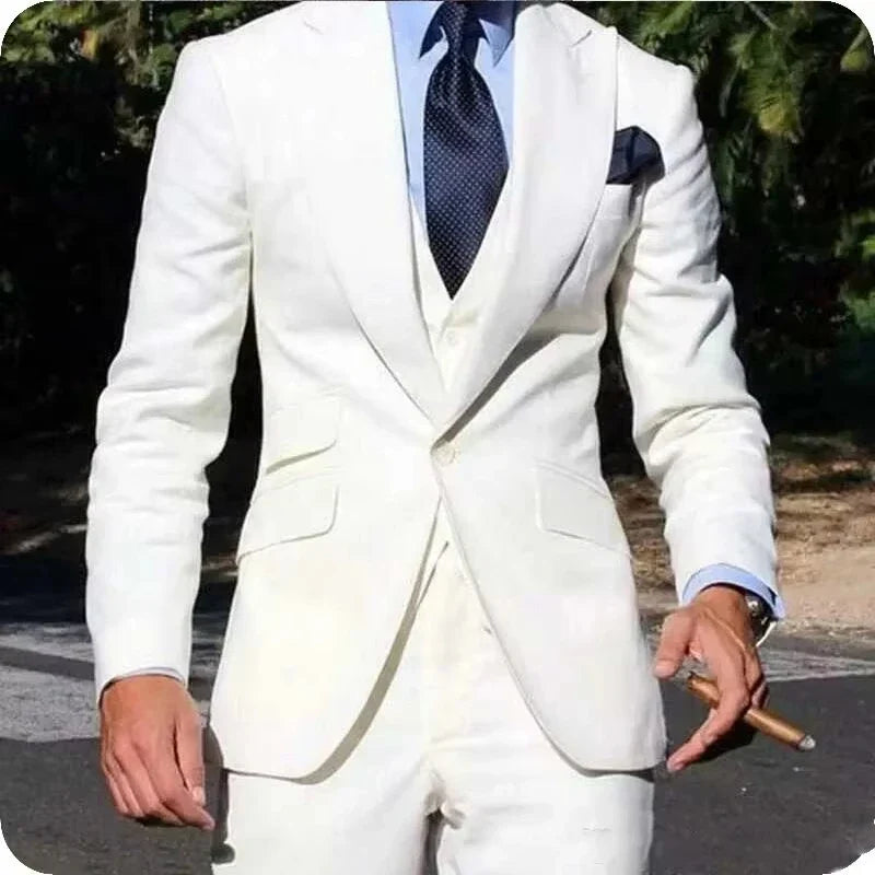 Costumes de mariage élégants, coupe ajustée pour marié, 3 pièces, costume de garçons d'honneur, veste, gilet, pantalon formel pour homme, pas cher.