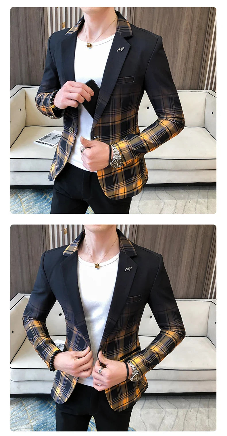 Men's Blazer Suit Jacket 2025 Spring New Fashion Korean Slim Suit Jacket Social Prom Dress Jacket Men's High Quality Clothing