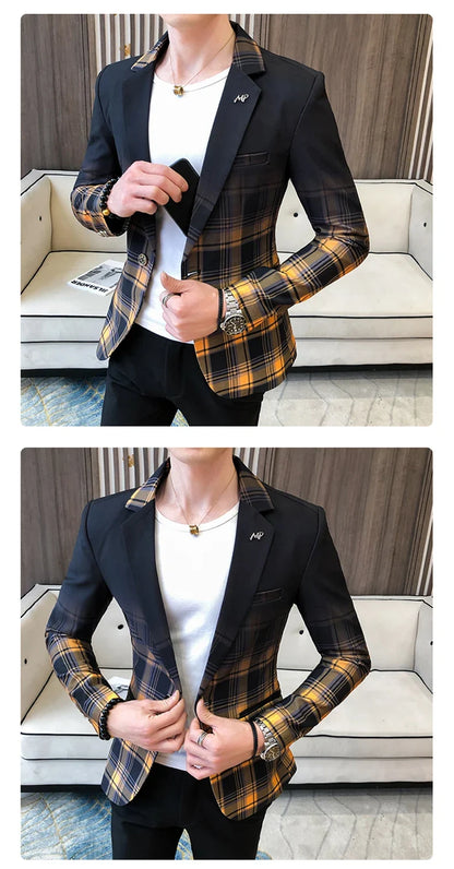 Men's Blazer Suit Jacket 2025 Spring New Fashion Korean Slim Suit Jacket Social Prom Dress Jacket Men's High Quality Clothing