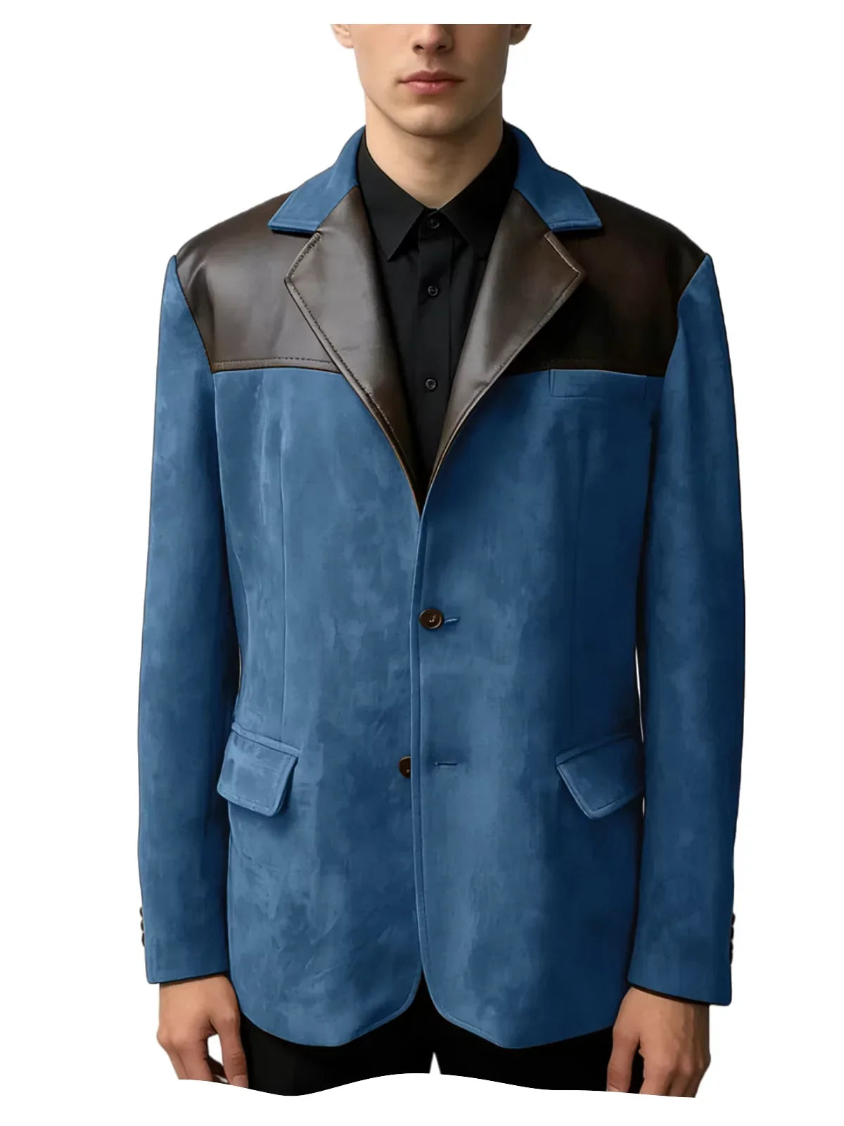 Men's Suede Blazer Single Breasted Slim Fit Classic Suit