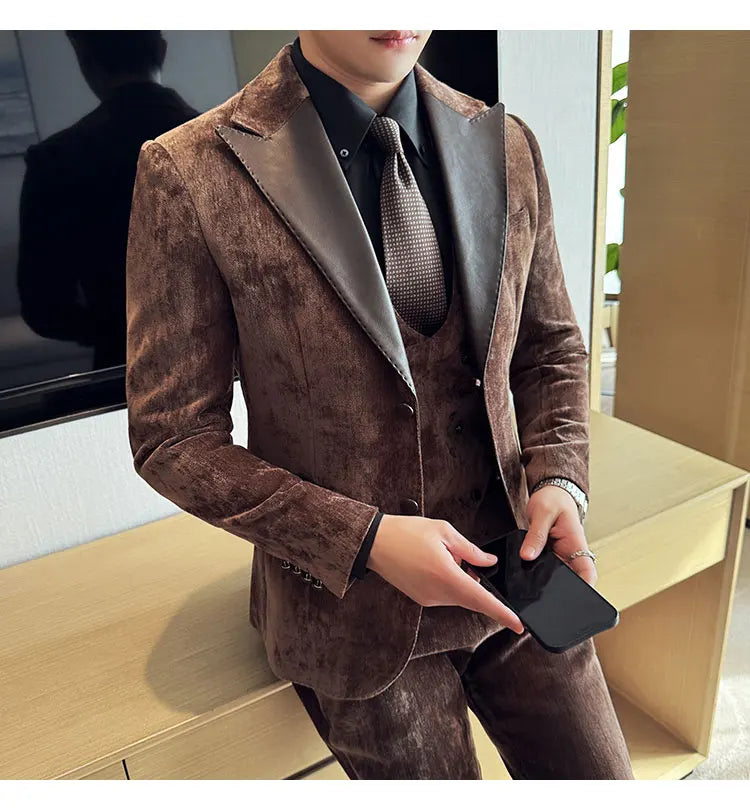 Men's Slim Fit 3-Piece Suit – Smart Casual & Wedding Formal Set