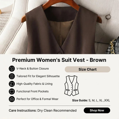 Vintage Inspired Women's Waistcoat Retro Brown V-Neck Slim Fit Suit Vest for a Classic Look，Office & Business Casual