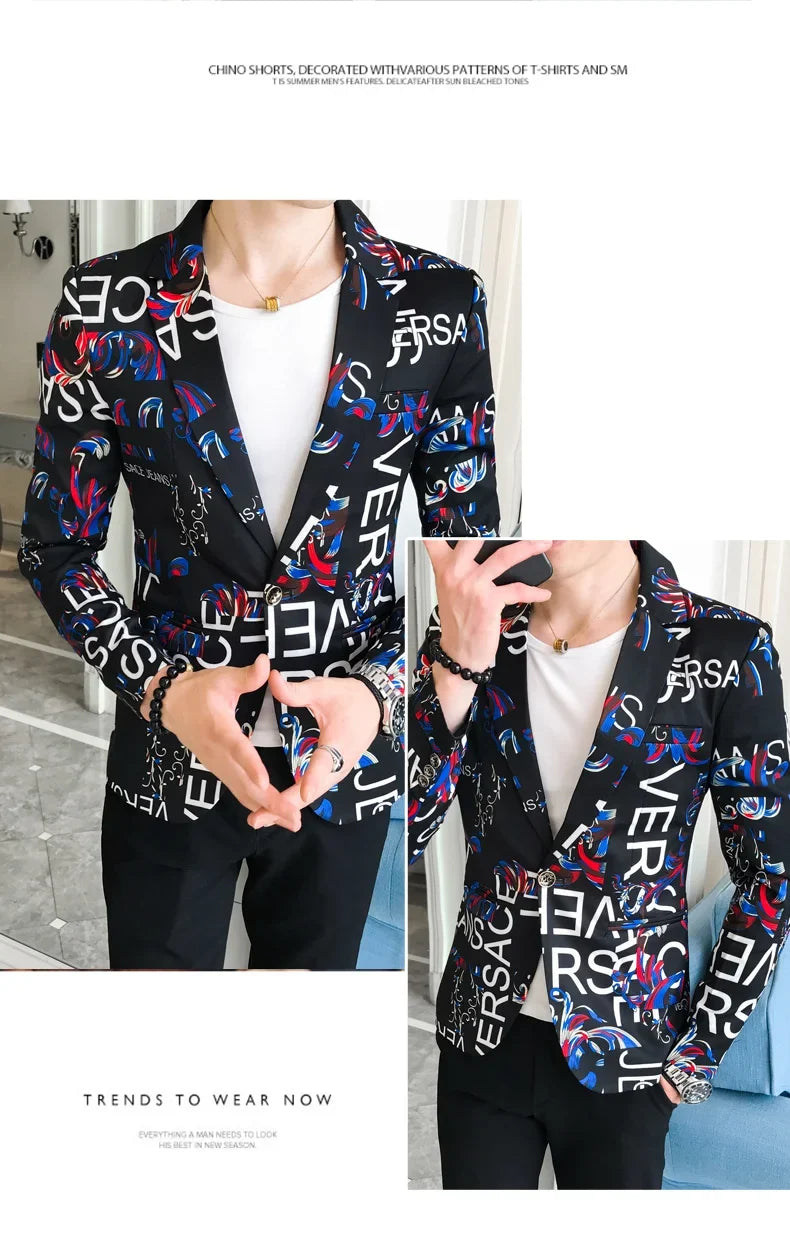 Men's Blazer Suit Jacket 2025 Spring New Fashion Korean Slim Suit Jacket Social Prom Dress Jacket Men's High Quality Clothing