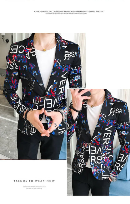 Men's Blazer Suit Jacket 2025 Spring New Fashion Korean Slim Suit Jacket Social Prom Dress Jacket Men's High Quality Clothing