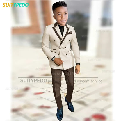 Fashion Suit For Boys Evening Dinner Tailor-made High Quality Outfits Fashion Children Double Breasted Blazer Pants Two Pieces
