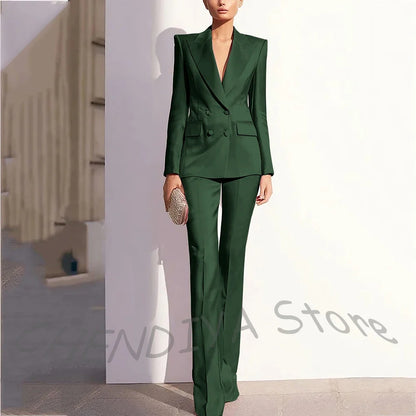 Luxury Satin Women Pants Suit Tailored Business Attire Dusty Rose 2 Piece Peak Lapel Straight Formal Outfit Daily Office Set