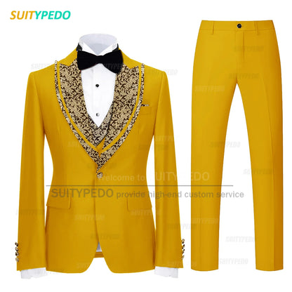 Classic Black Set For Fashion Children Wedding Flower Kid Slim Fit Costumes Formal Party Elegant Blazer Vest Pants 3 Pieces