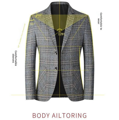 Blazer Men's Fashionable High-end Business-oriented Outdoor Gentleman's Trendy Checked Casual Wear for Hosting Weddings Blazer