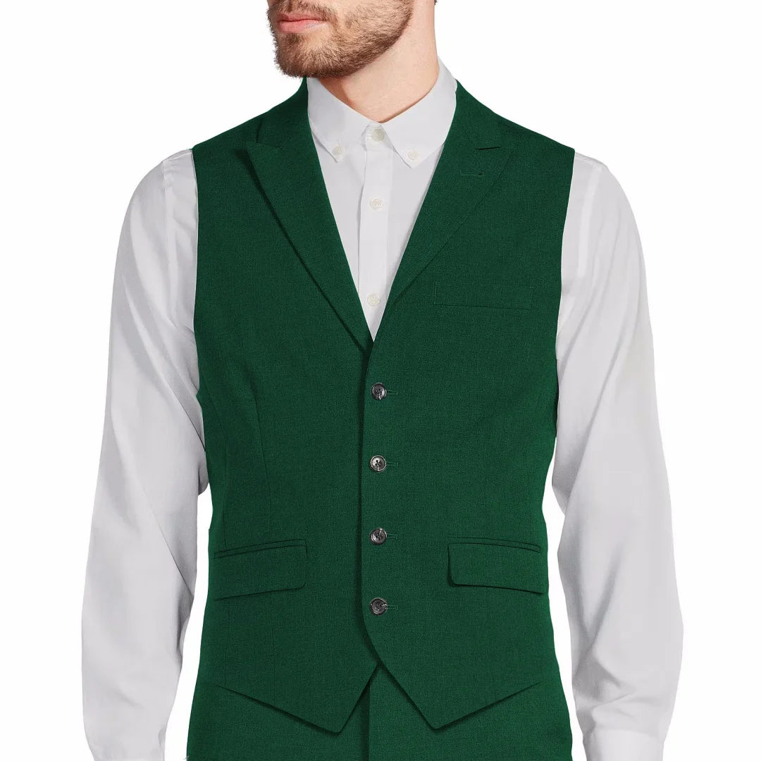 Men's Formal Vest Single Button Lapel Solid Waistcoat for Wedding & Business