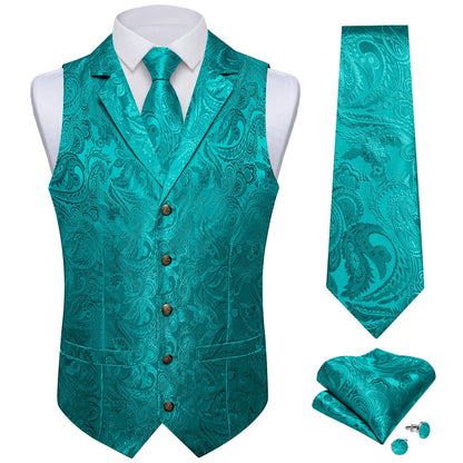 Men's Suit Vest & Tie Set – Paisley Jacquard Waistcoat for Weddings and Formal Occasions