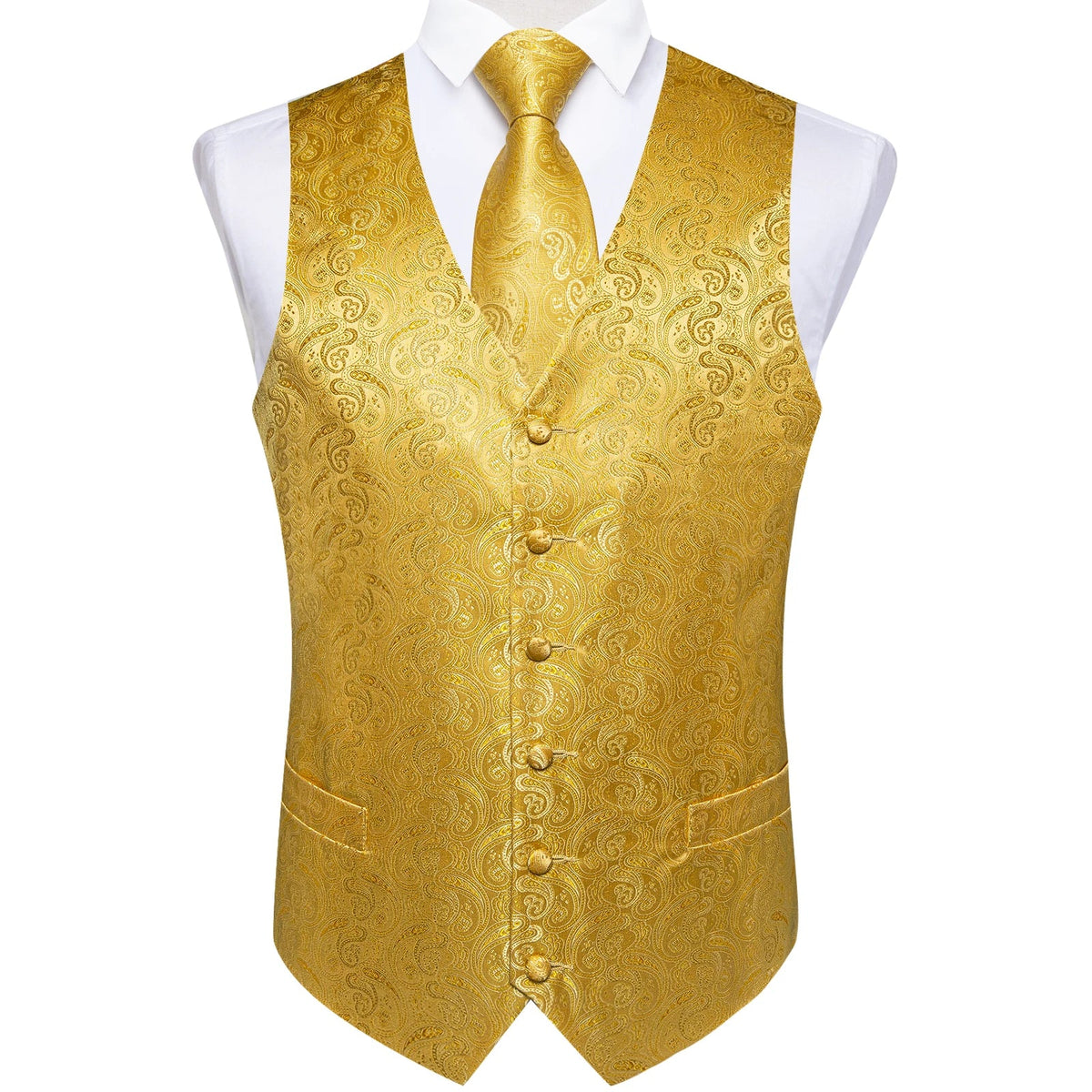 Men's Suit Vest and Tie Set – Single Breasted Waistcoat with Necktie and Pocket Square for Weddings and Business Events